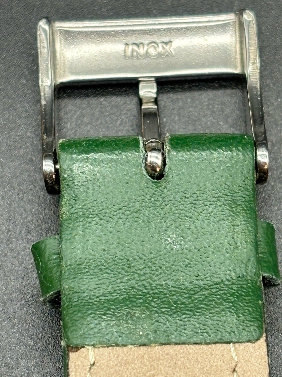 Vera Pelle Made In Italy Wrist Watch Green Strap Stainless Steel READ