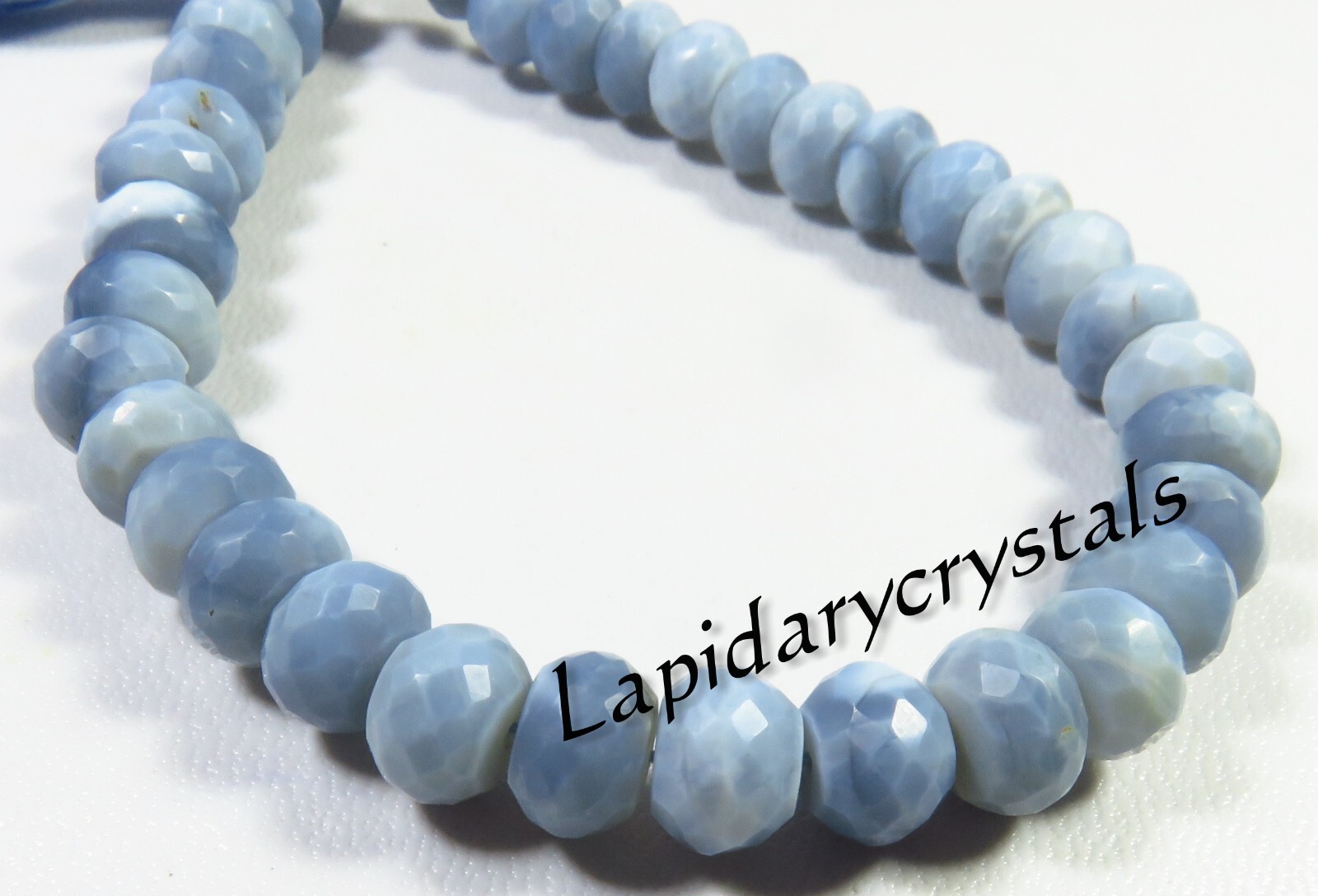 Natural Blue Opal Rondelle Faceted Gemstone Beads 7.5-8.5 mm 8 Inch DIY LC-1689