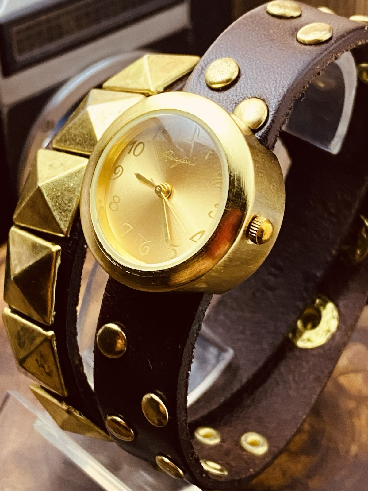 Parfois Watch Women Gold Tone Retro Leather Band New Battery