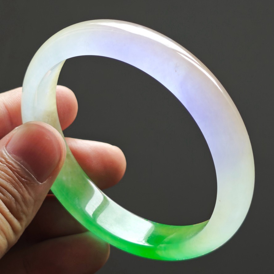 61mm Natural Ice Lavender Purple Jade Bracelet Burma Jadeite Jade Bangle 4030