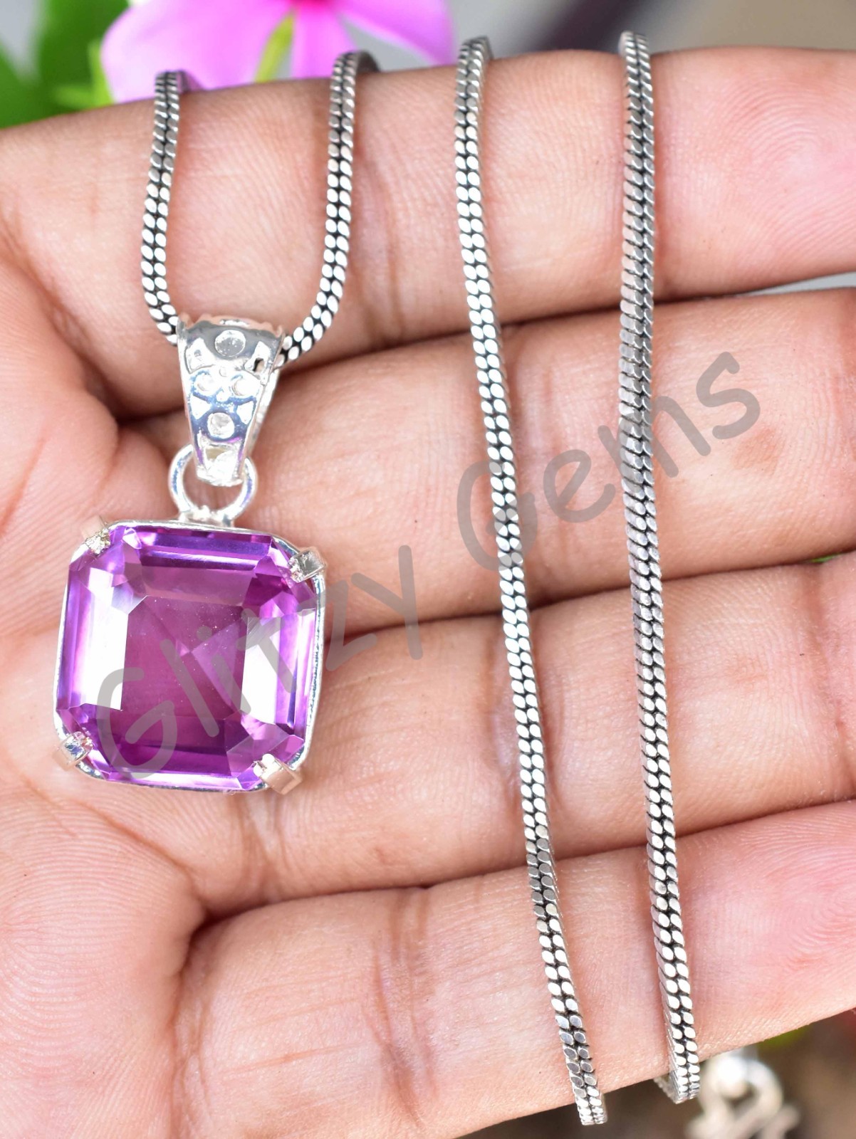 42.90 Ct Natural Boysenberry Sapphire 925 Sterling Silver Pendant Certified