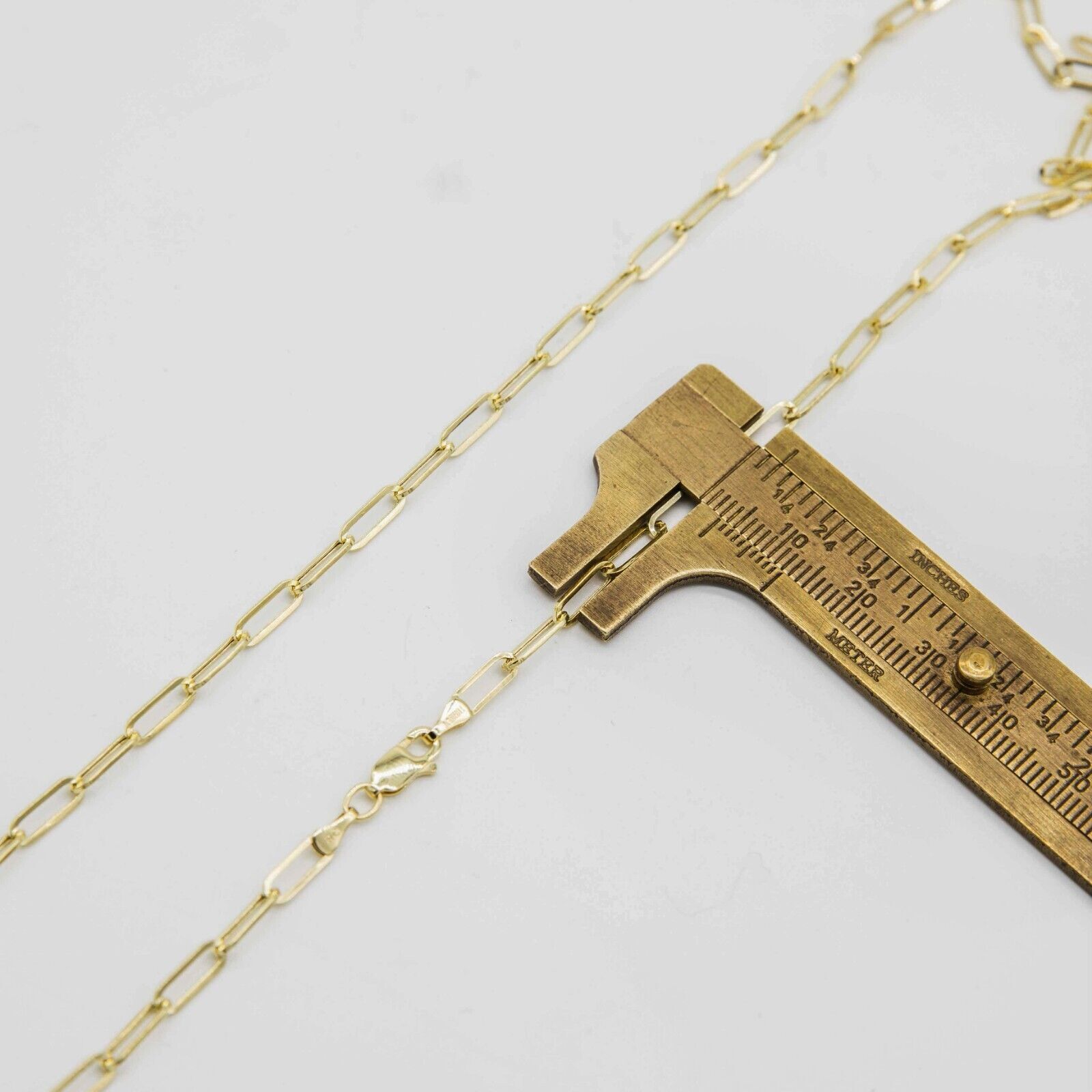 3.5mm Paperclip Link Chain Necklace 10K Real Yellow Gold All Sizes