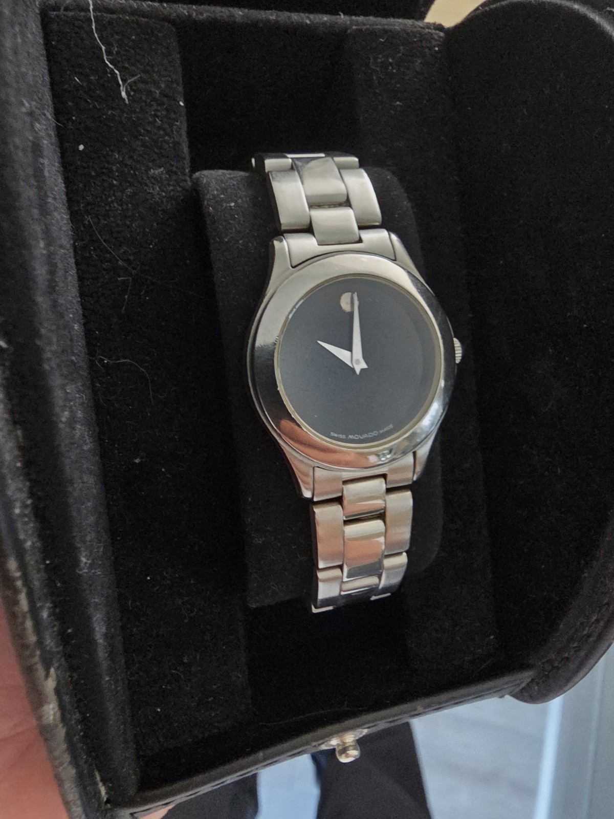 Movado Stainless Steel Sapphire Crystal w/ Black Face Wrist Watch