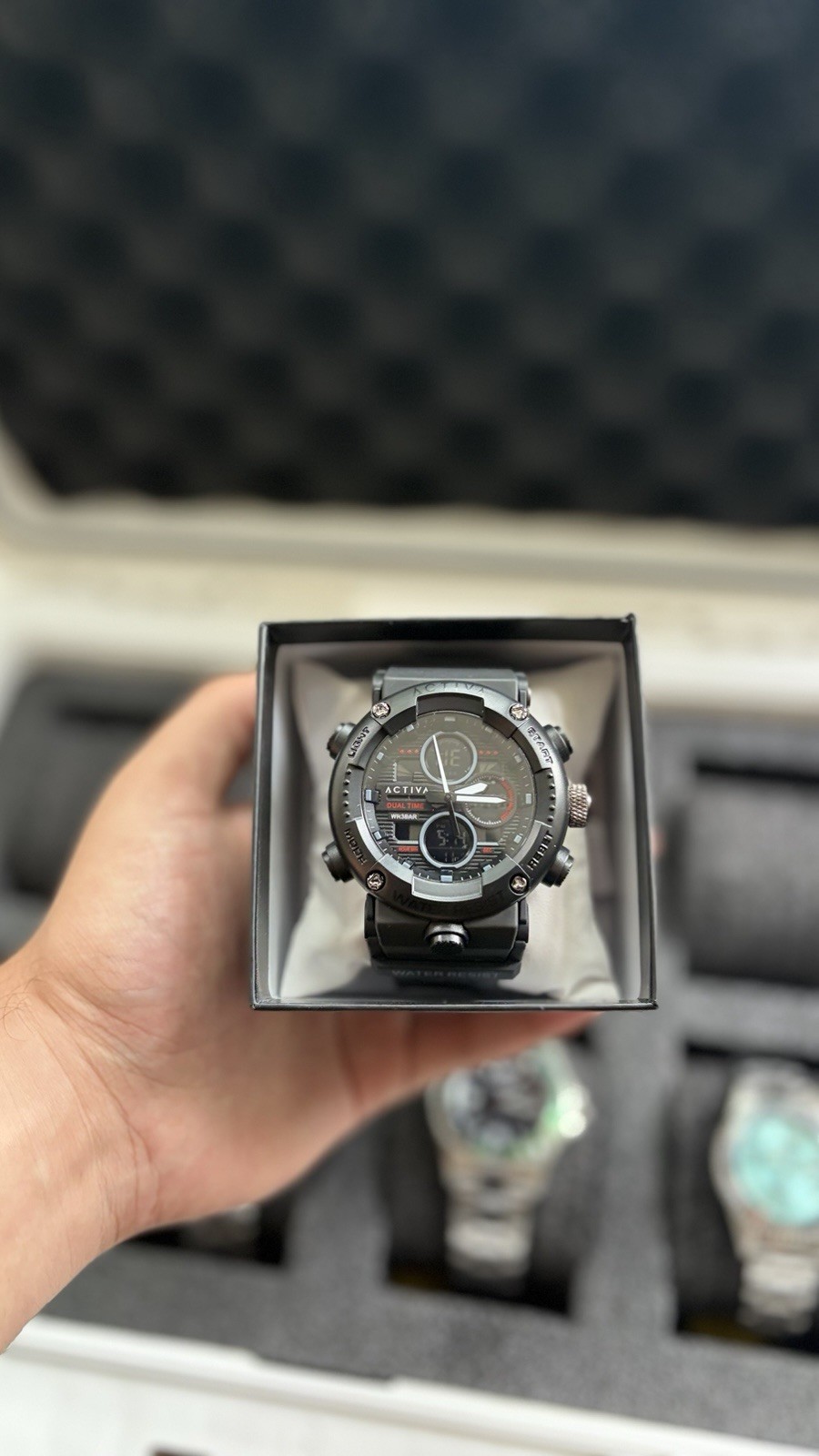 Activa Men’s Dual Time Analog-Digital Quartz Sport Watch, Black Rubber Strap