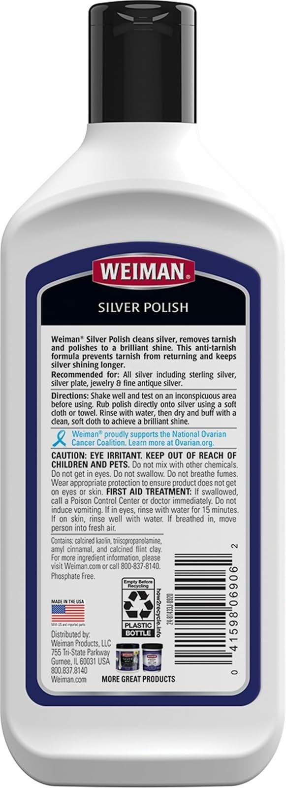 Weiman Silver Cream Cleaner 3-in-1 – Anti-Tarnish, 8 Oz