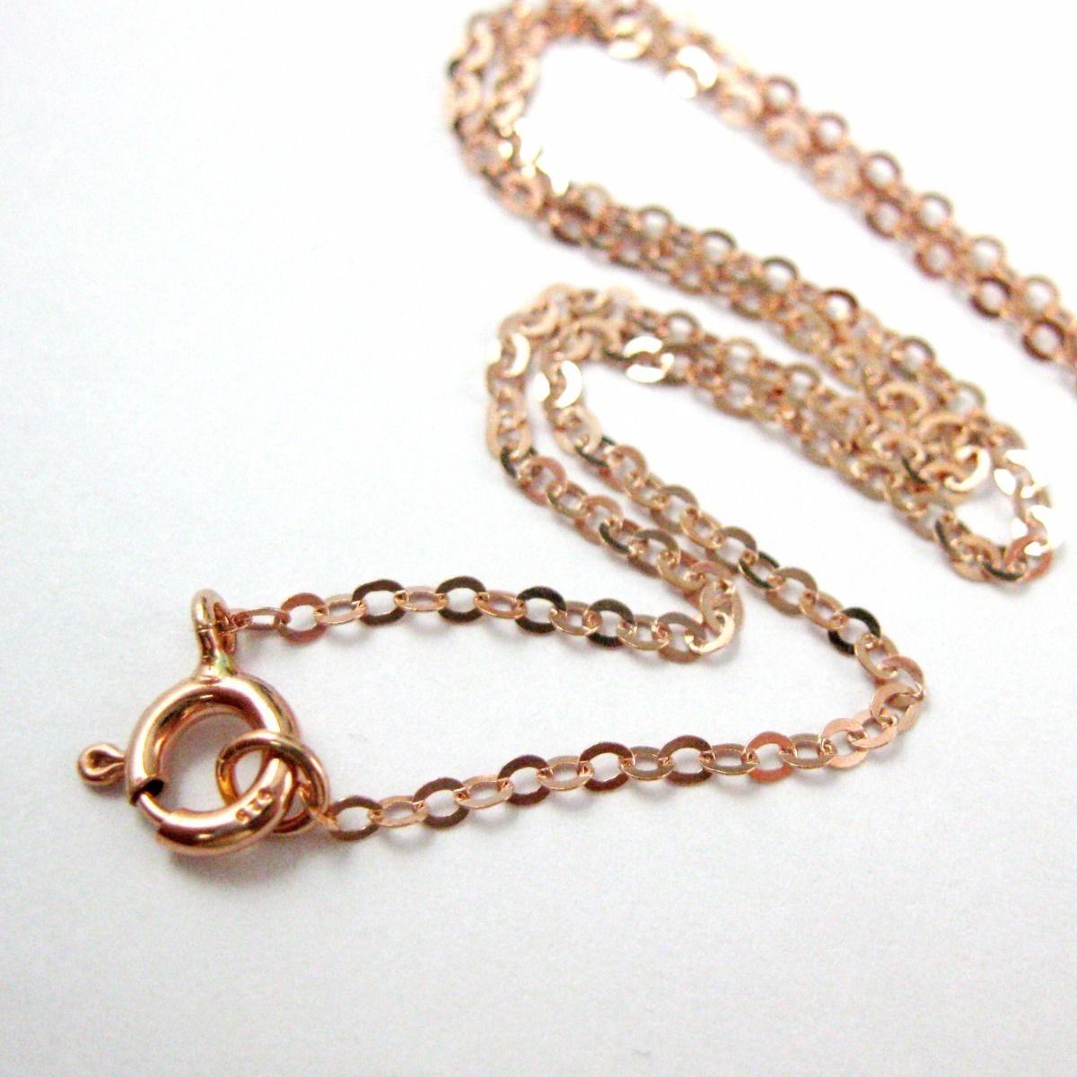 Rose Gold plated Sterling Silver Necklace Chain 2mm Flat Cable Link (All Sizes)
