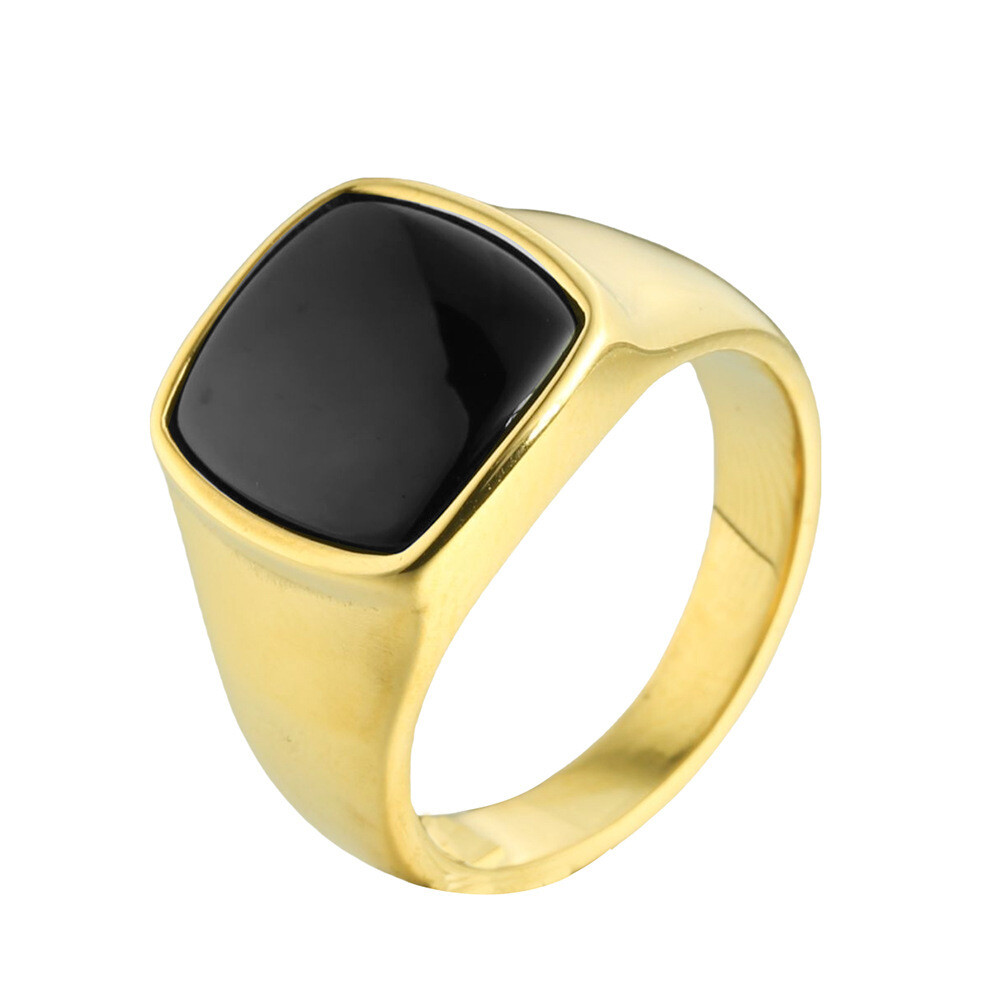 Men Square Signet Ring Statement Classical Wedding Band Cocktail Party Gift