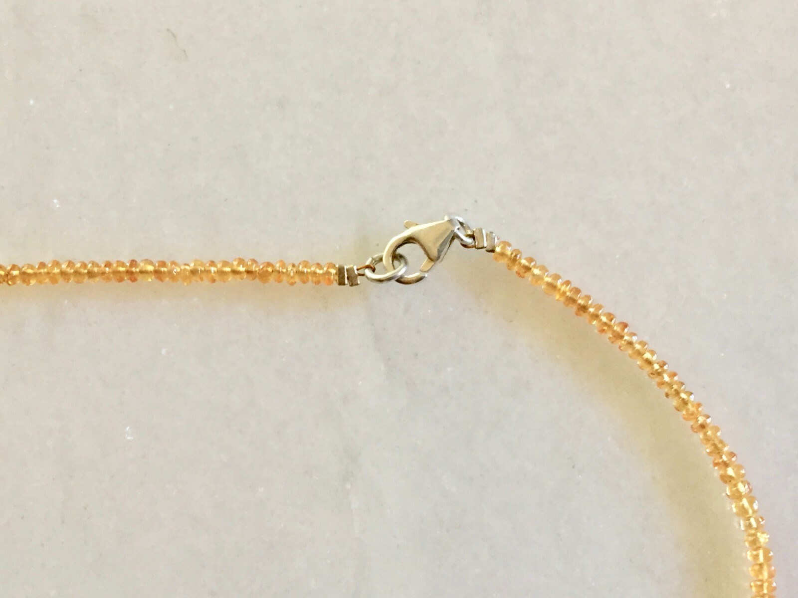 Spessartite Garnet Silver Necklace 16.5″ Rondelle 2.5-3.5mm beads Spessartine