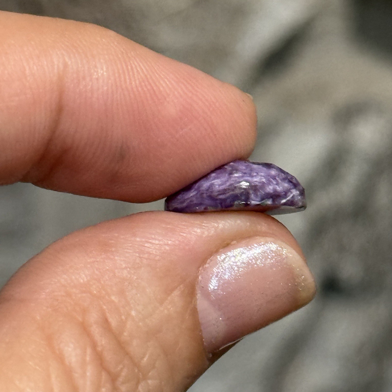 5.4ct 14×10.4×5.5mm Light Purple Faceted Charoite Oval Cabochon Ring Stone