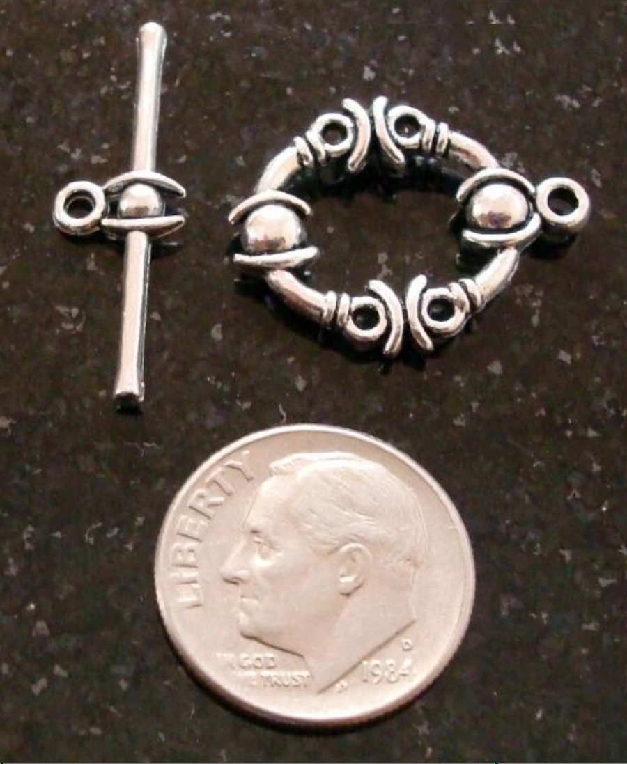 Dots toggle jewelry clasp set silver plated zinc necklace or bracelet fpc152