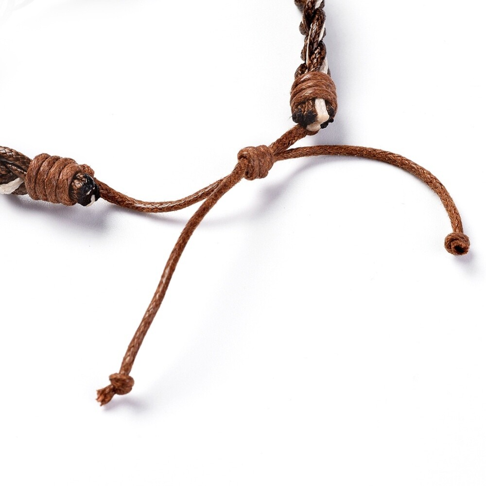Waxed Cord Braided Bracelets about 2-3/8 inch~3 inch(6.2~7.5cm) inner diameter