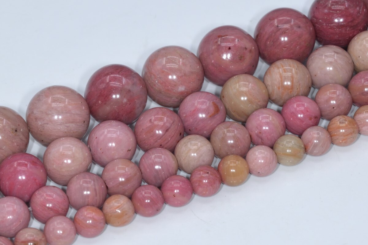Natural Haitian Flower Rhodonite Grade AAA Round Beads 4-5/6-7/8-9/10/12/15-16MM