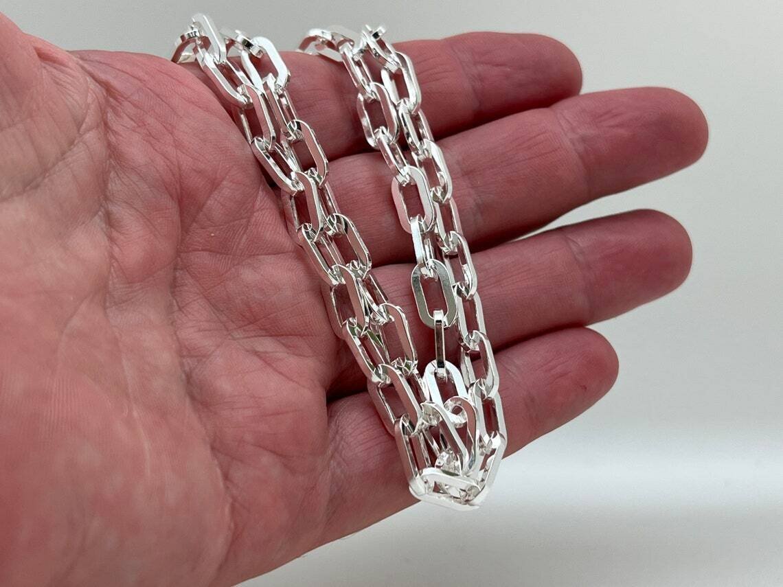 Real 925 Sterling Silver 3.5mm Anchor Cable Link Rolo Chain Necklace – Italian