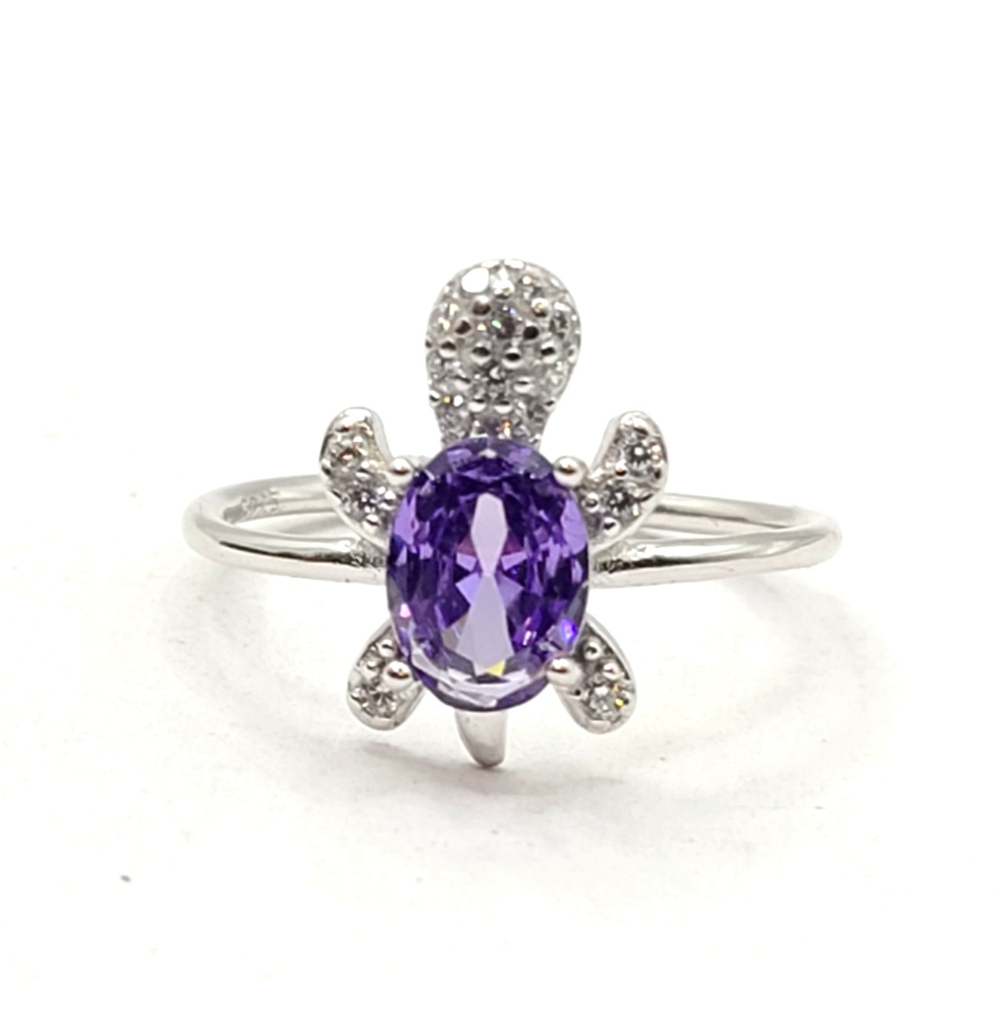 Perimade & Co. Color Purple Gemstone Sea Turtle Band Ring sz 8