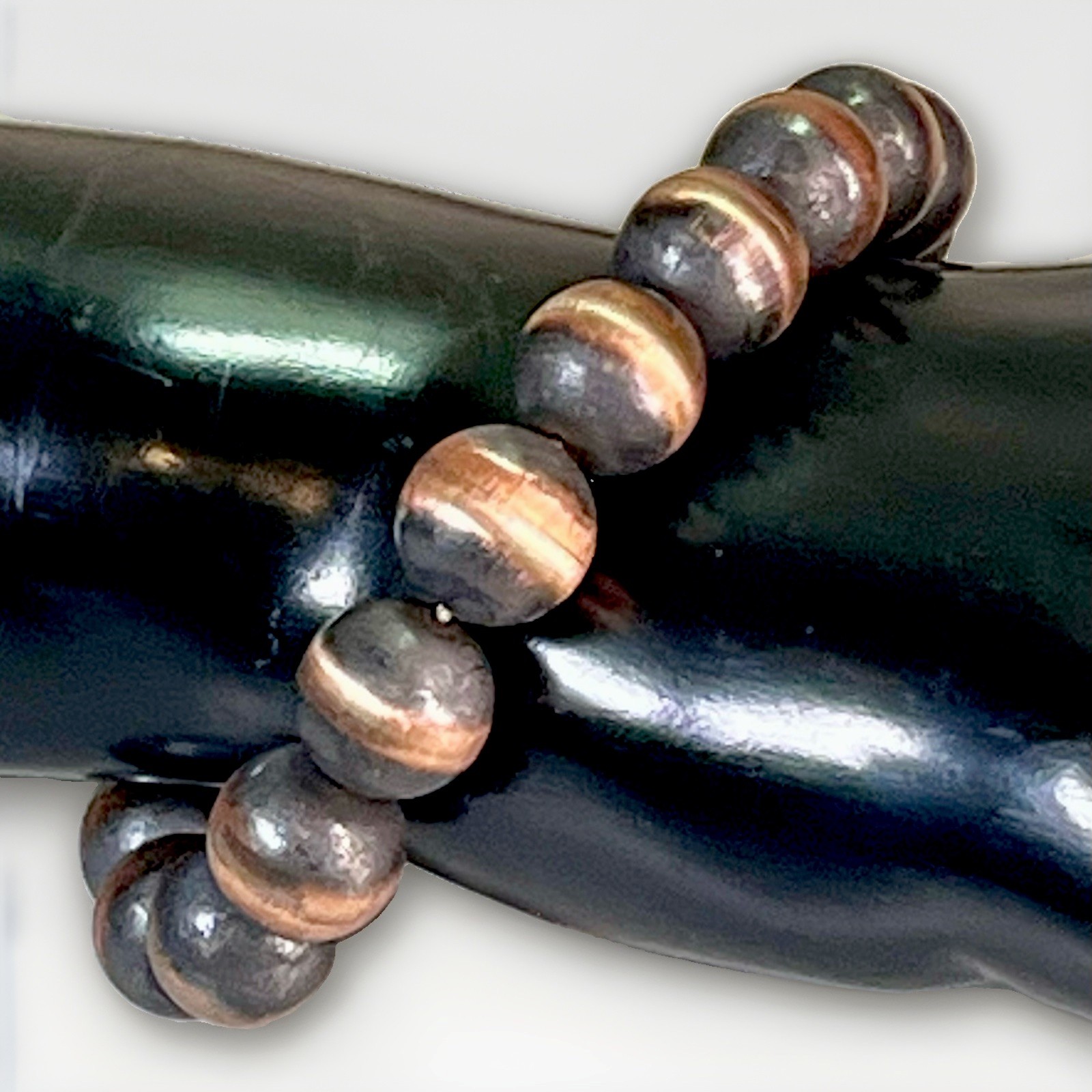 Oxidized Copper 10mm Desert Pearl Stretch Bracelet Southwestern 43.3g
