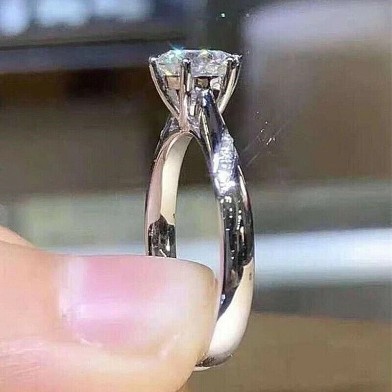 1.20Ct Round Cut Lab Created Diamond Solitaire Women Ring 14K White Gold Plated