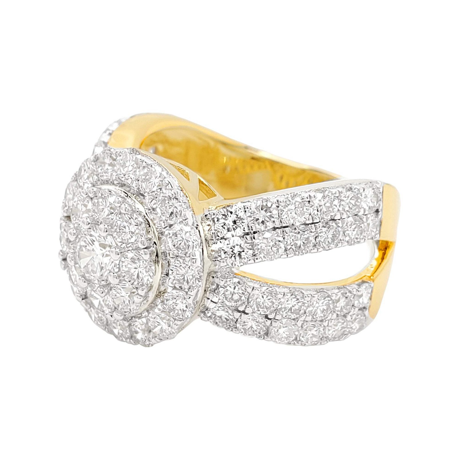 3.25 CARAT LAB GROWN DIAMONDS STERLING SILVER GOLD PLATED ENGAGEMENT WEDDING RIN