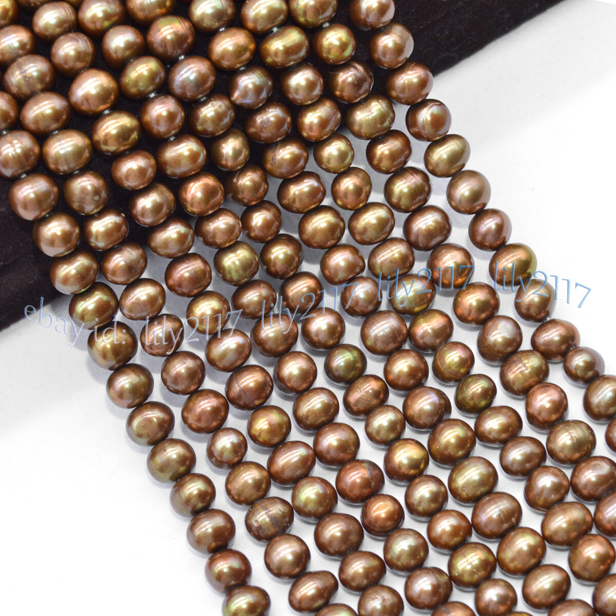 Brown 7-8mm Real Natural Freshwater Cultured Baroque Pearl Loose Beads 14inches