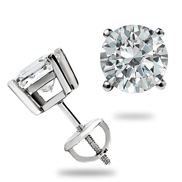 1.0 CT ROUND CUT GRA MOISSANITE STUDS EARRINGS SOLID 14K WHITE GOLD SCREWBK GIFT