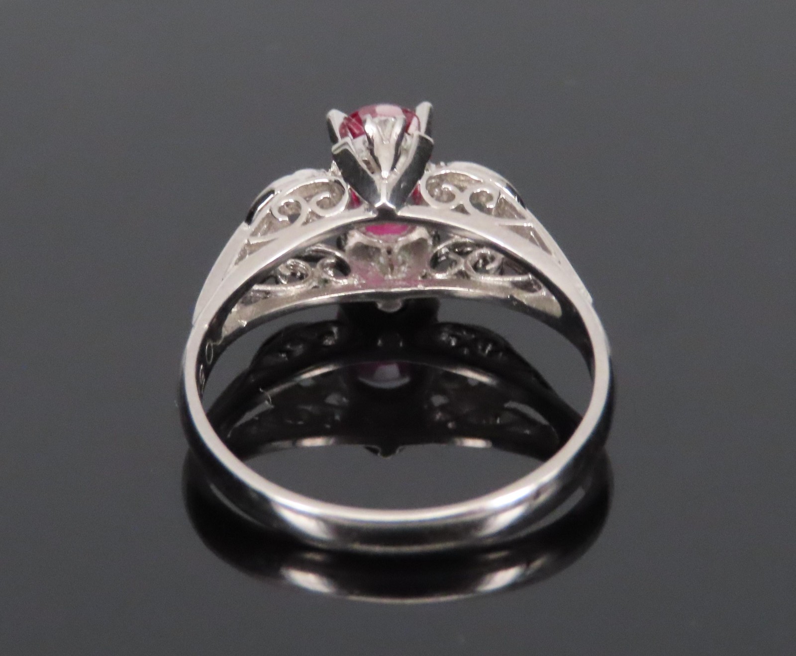 Vintage 0.57ct Ruby & 0.08ct Diamond Platinum Handmade Ring, Size 6.25