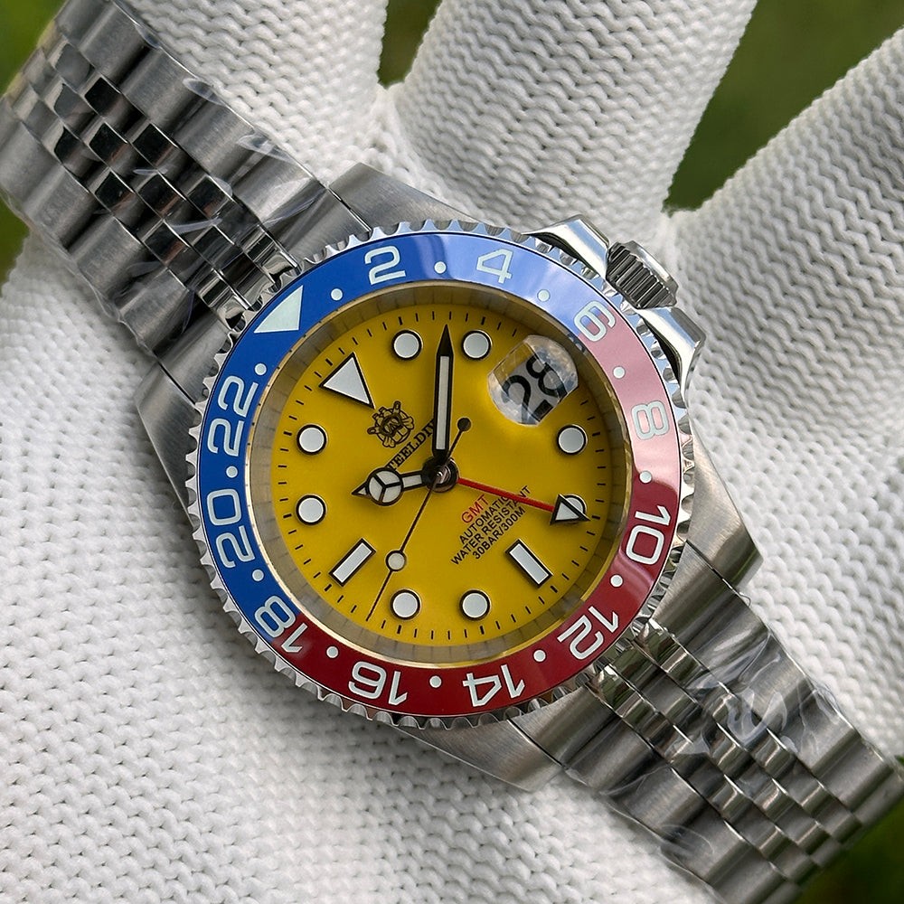 STEELDIVE SD1993 Mens 300M Automatic Dive Watch NH35 Steel Yellow