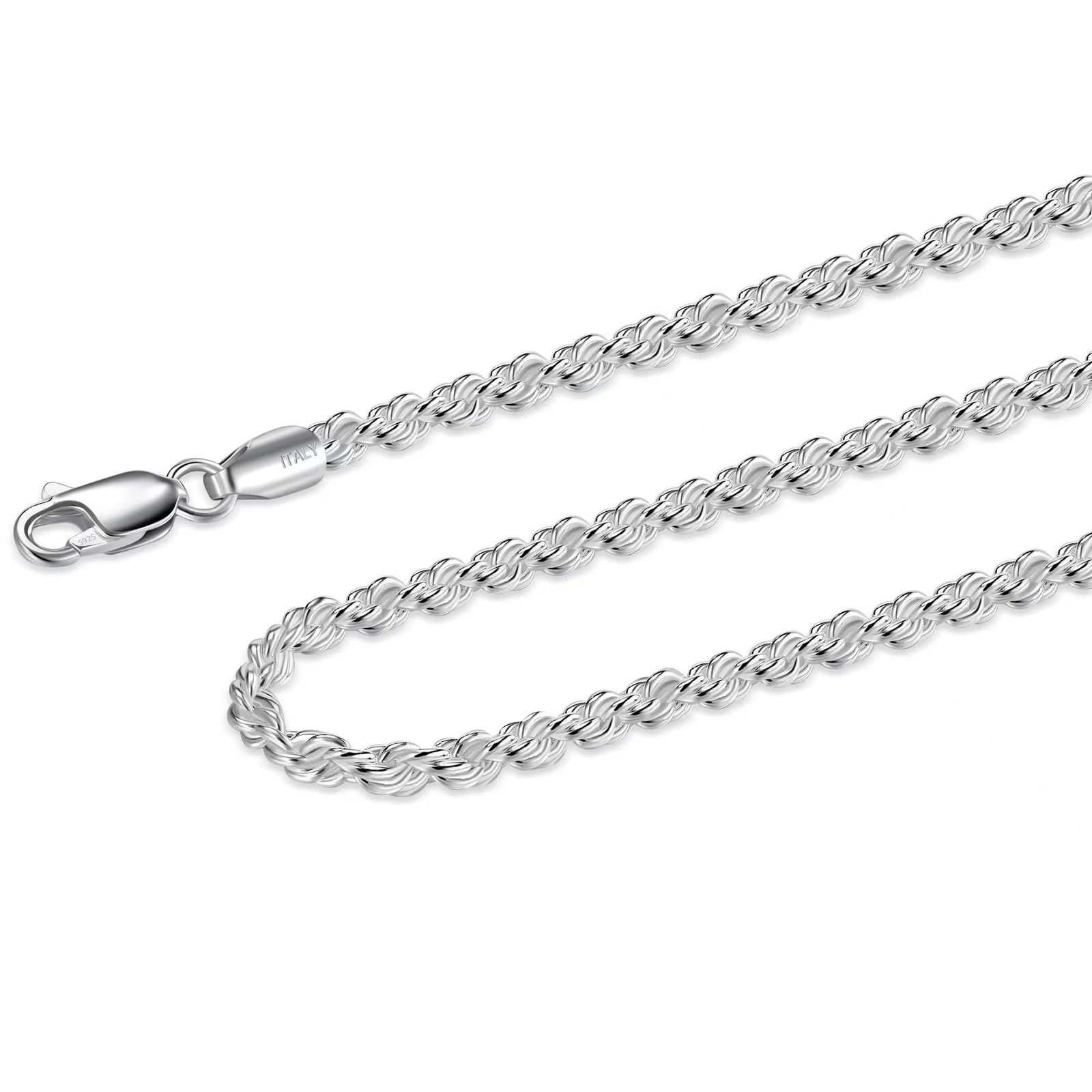 925 Sterling Silver Rope Chain 2.5mm Necklace for 2.5MM,