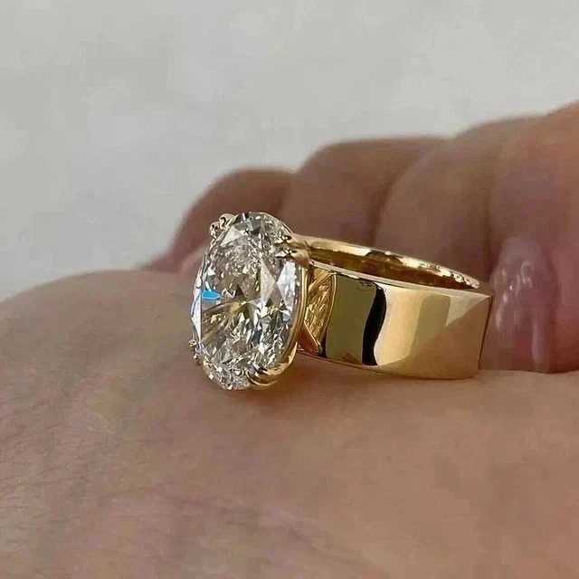 4Ct Oval Cut Lab Created Diamond Wedding Engagement Ring 14k Yellow Gold