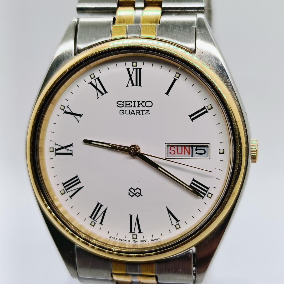 Working condition SEIKO 5Y23-8A11 Day-Date Two-Tone Watch 【From Japan】