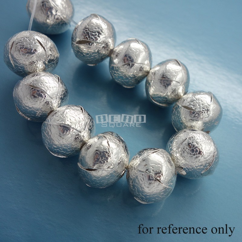 Large Sterling Silver Textured Wrap Rondelle Spacer Bead ap.12.7mm x 15mm #33065
