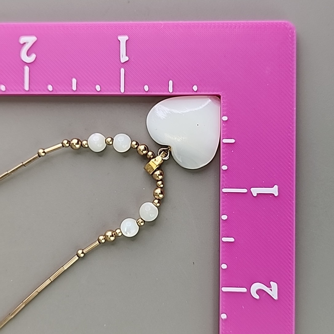 Vintage Mother of Pearl Heart Necklace Beaded Gold Filled Short 15″