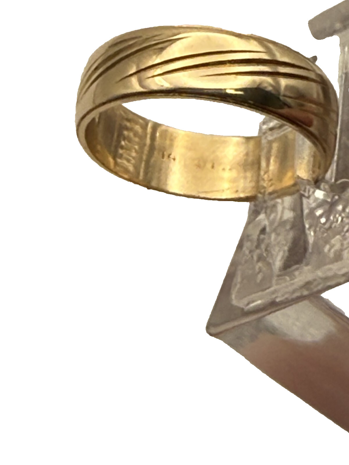 estate 14 karat yellow gold 5.5mm fancy wedding band sz 6.5 $699 3.5 gram #171