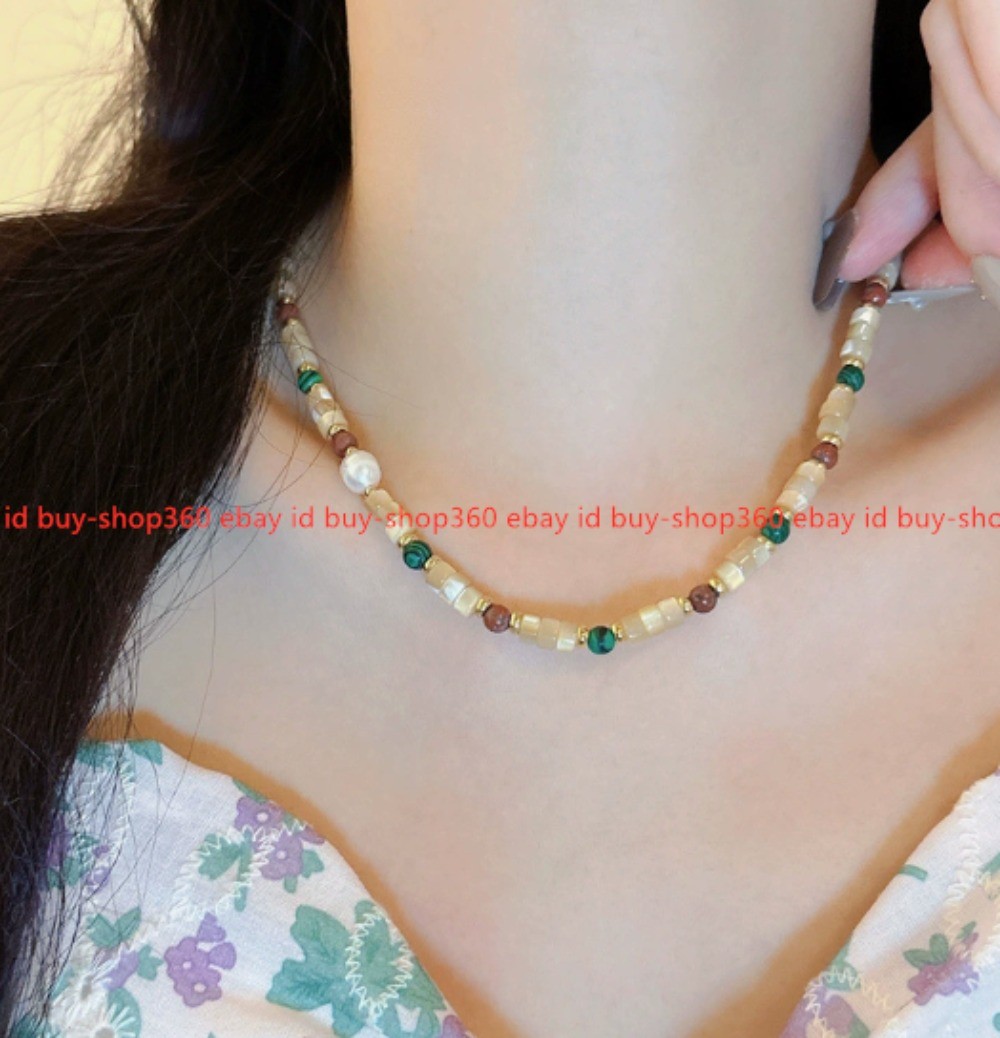 Colorful Beaded Small Fresh and Sweet Freshwater Pearl Collarbone Chain 40cm+6cm