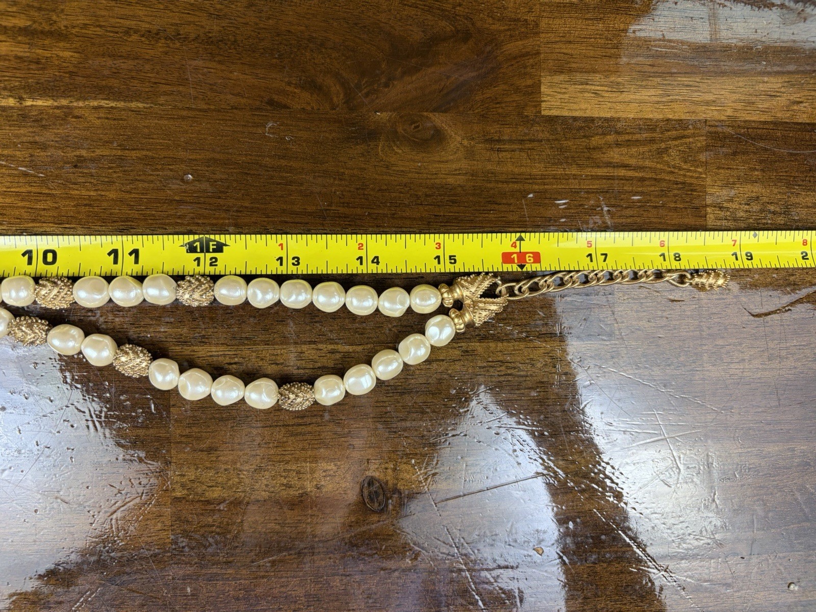 Franklin Mint Mary McFadden Beaded Pearl Necklace 1988 Etruscan Gold Plated