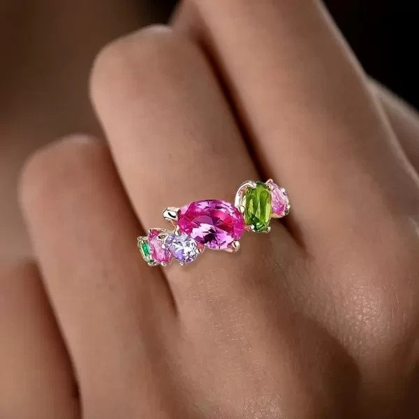 4Ct Multi Stone Lab Created Multi-Color Sapphire Band Ring 14K Rose Gold Plated
