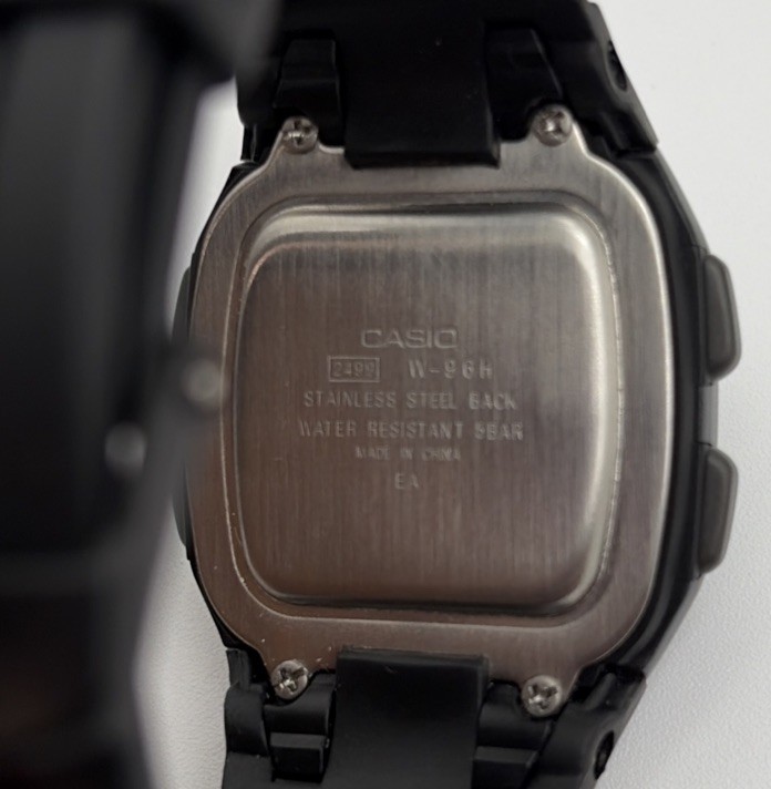 Casio Digital Watch Illuminator LED Light Afterglow 50m W96H-1BVWT Black