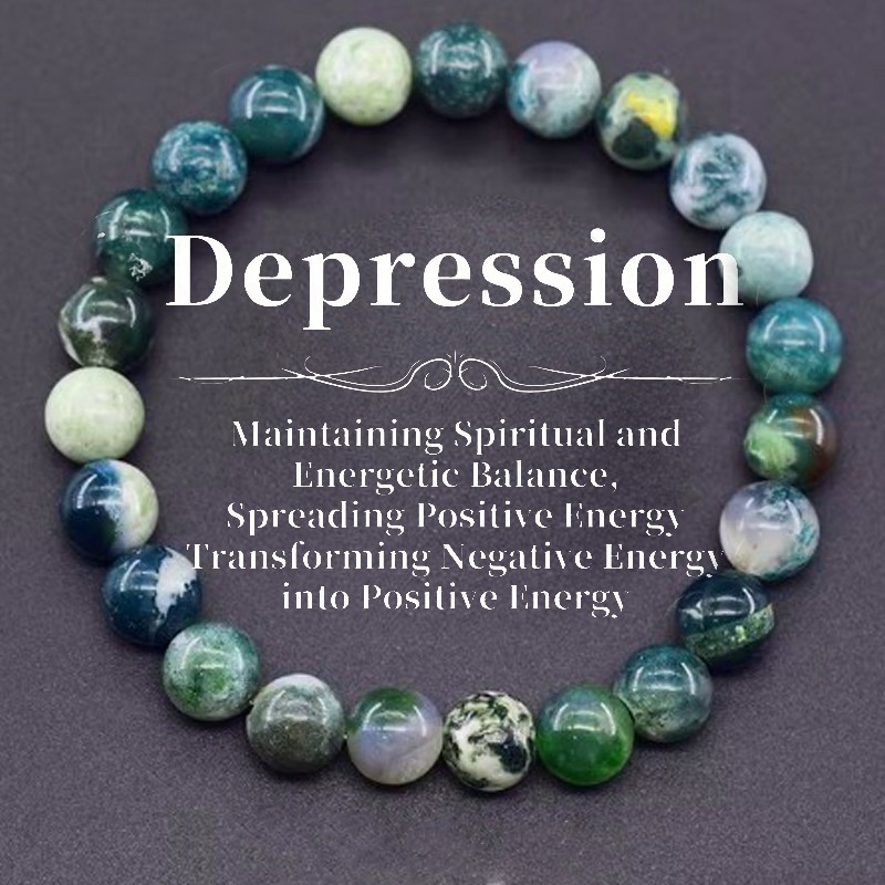 Natural Stone Symbolic Beaded Bracelet Women Men Anxiety Relief Protection Money