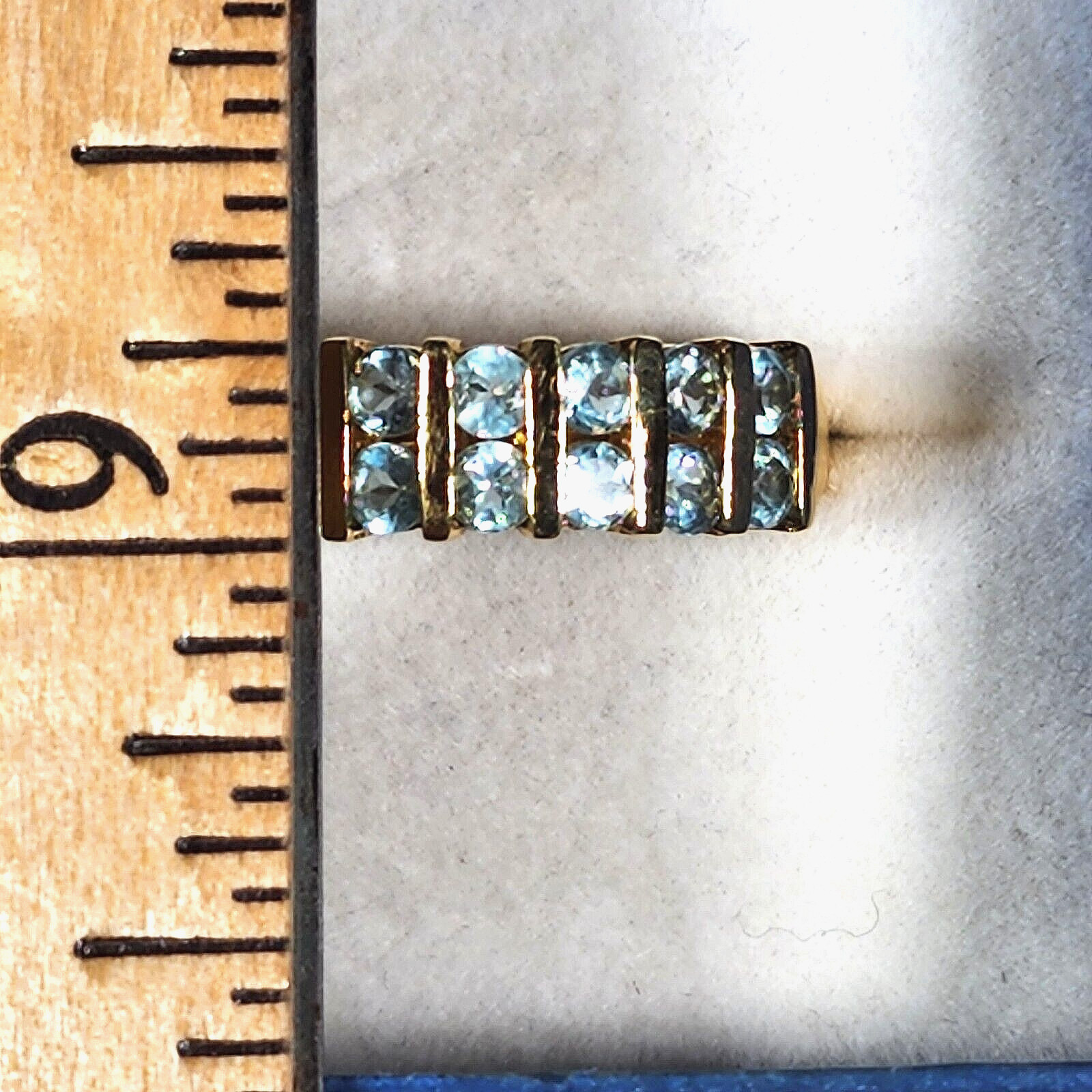 Light Paraiba Apatite ring in vermeil 14K Yellow Gold on 925 SS 1.90 cts sz 9