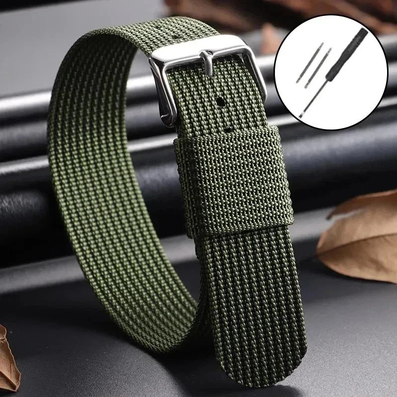 High Quality Nylon Watch Band Canvas Watch Strap Single Pass 18mm 20mm 22mm