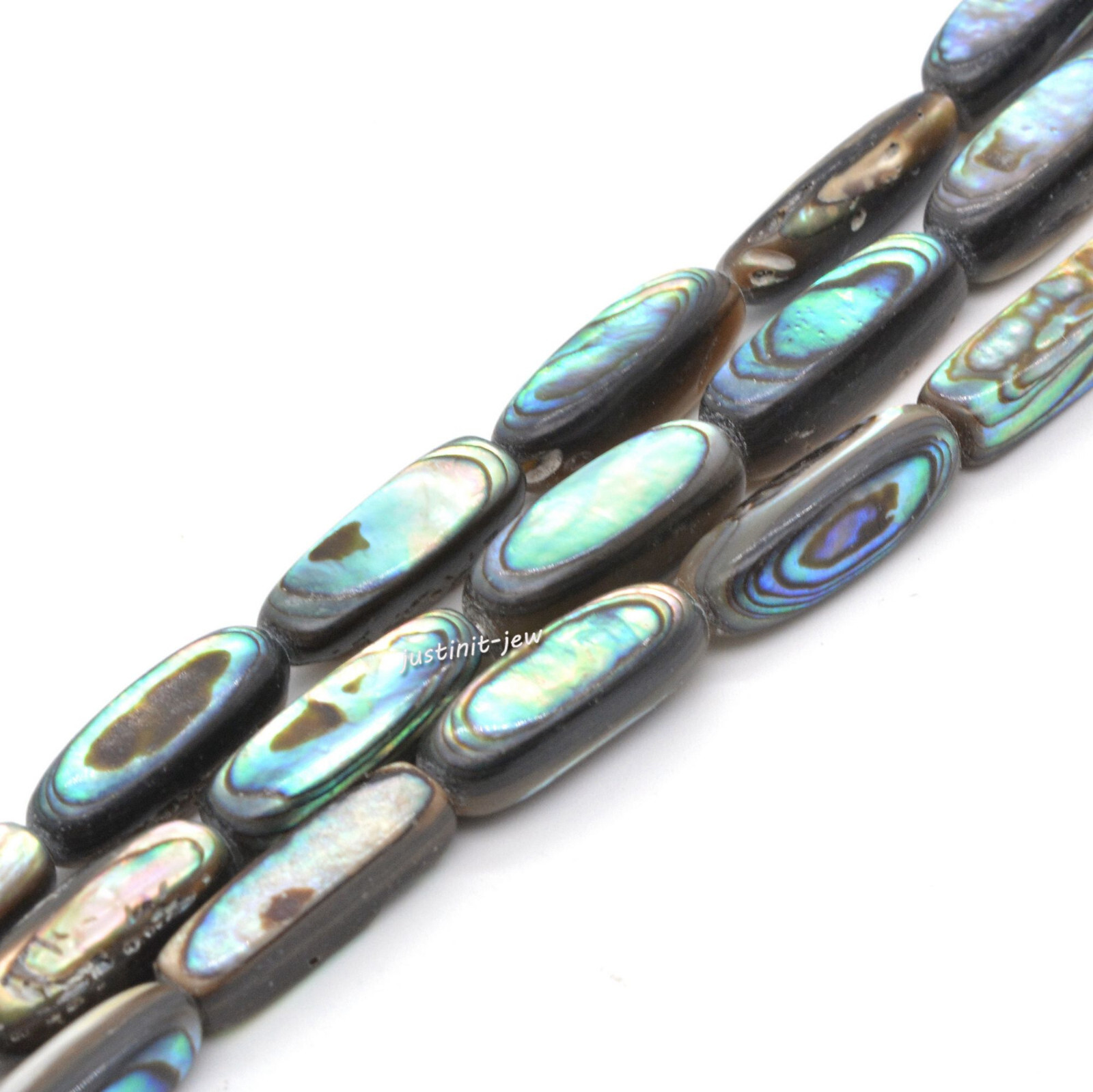 16mm Abalone Shell Freeform Rectangle Polished Paua Rainbow Loose Beads 15″