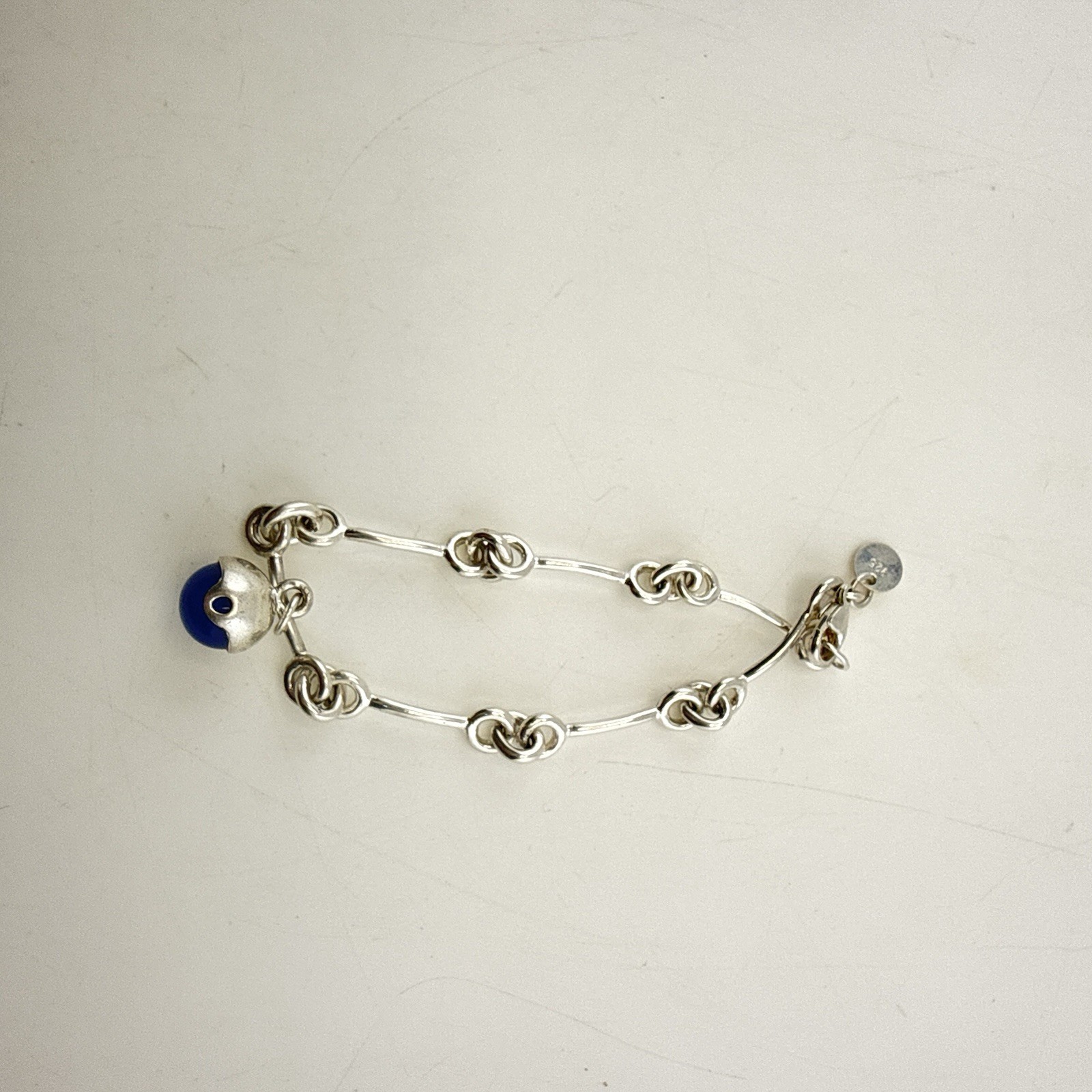 Michael Graves Bracelet Sterling Silver Blue Modernist Link Orb Minimal Artsy