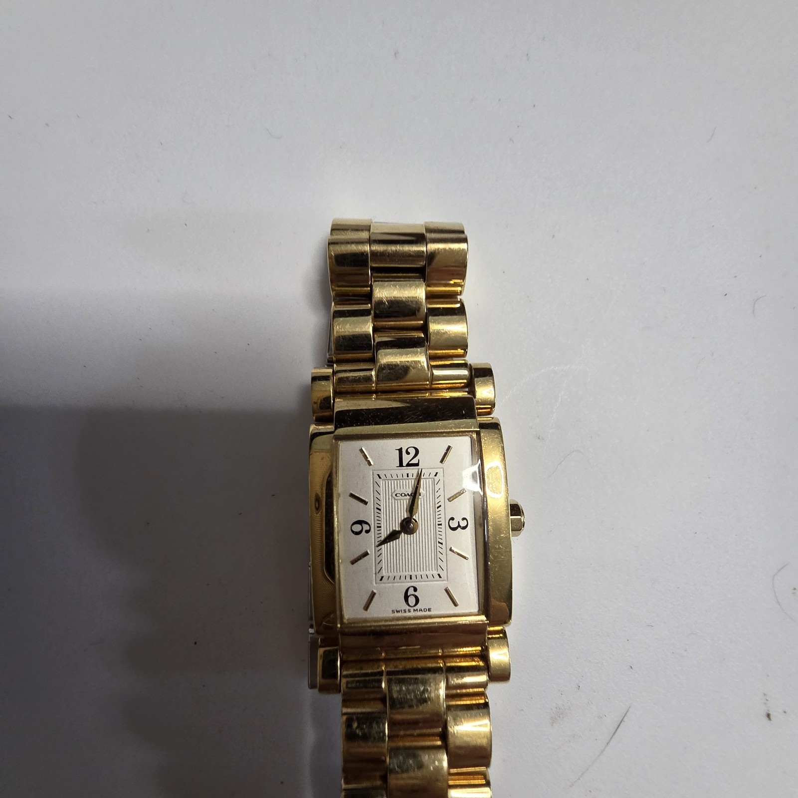 Coach Liz Rectangular Gold Tone Watch WO-15 EUC With Box
