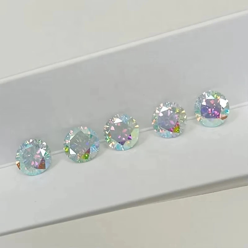 2-20CT AB Blue Raibow Blue Green Purple Moissanite Loose Stone Gemstone with GRA