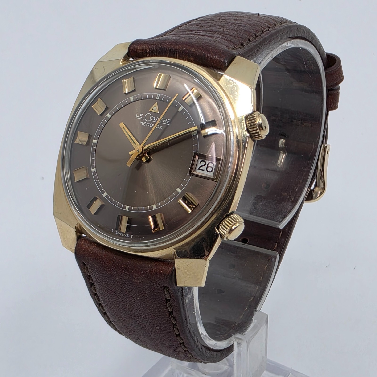 Jaeger Le Coultre Memovox Gold Filled Date Alarm Sunburst Dial 34mm