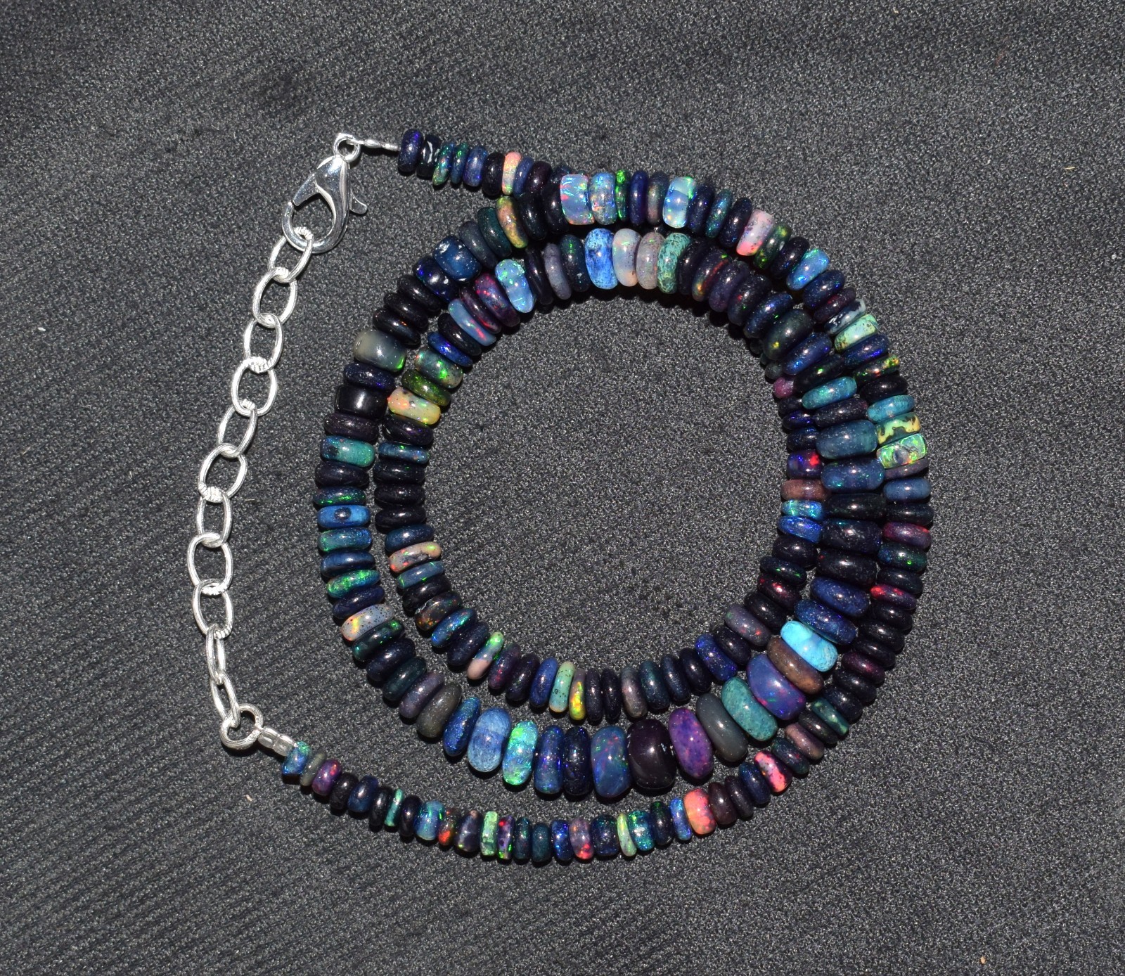 16″Natural Ethiopian Opal Welo Fire Opal Gemstone Bead Necklace