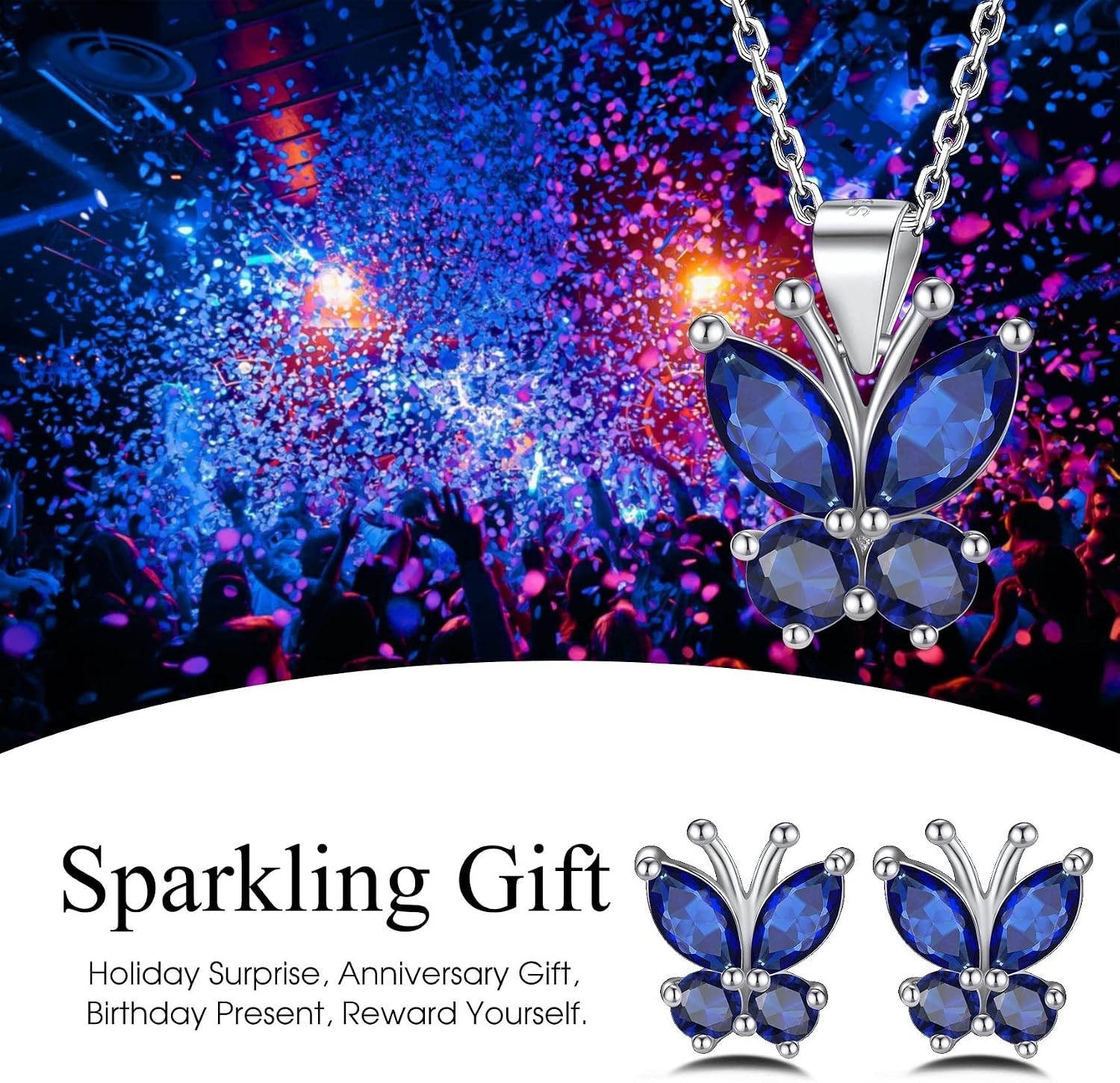 Elegant Gold Butterfly Studs with Created Sapphire – Perfect for Every Occasion