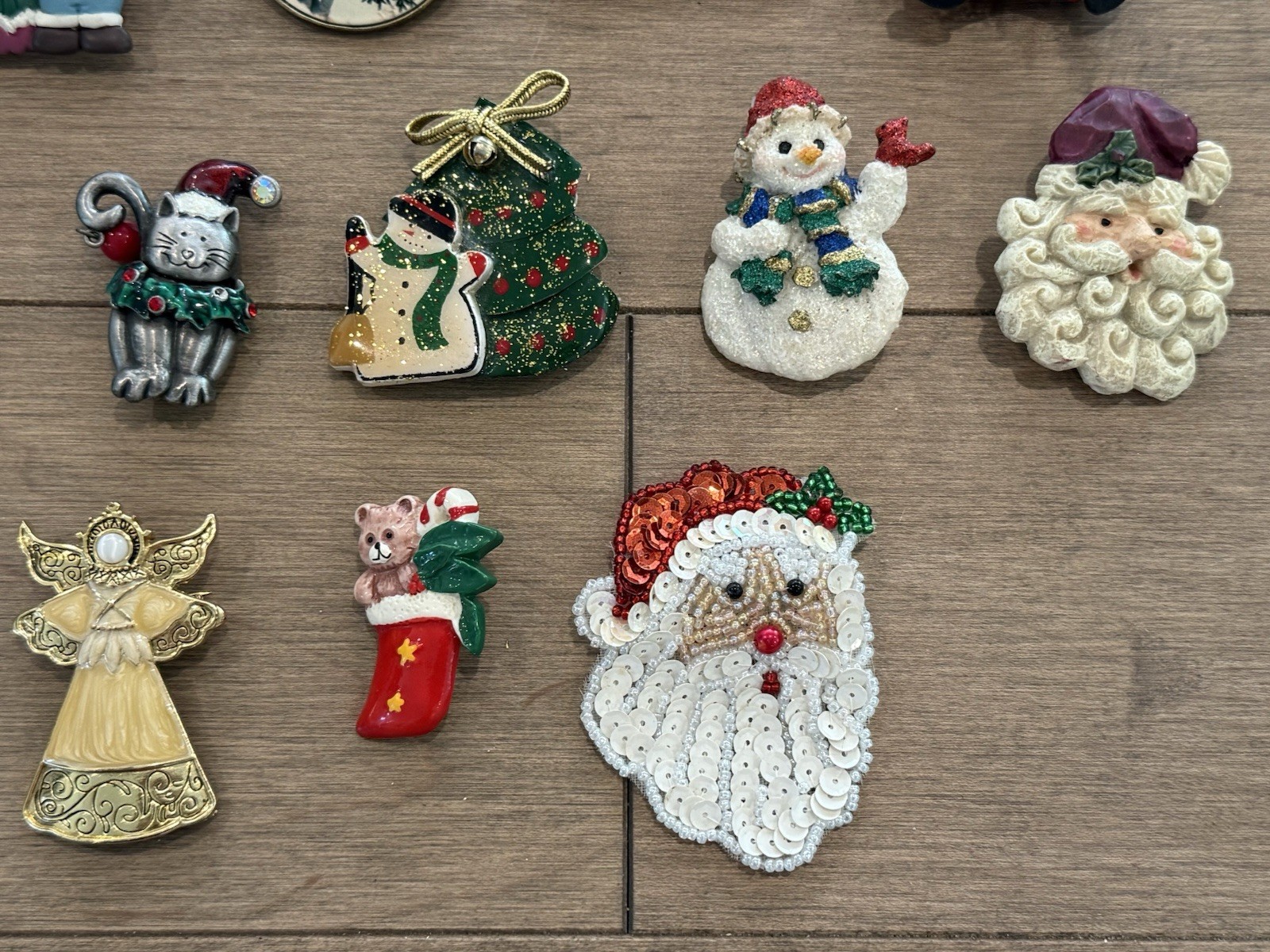 Vintage Holiday Jewelry Ceramic Enamel Christmas Tree Brooch Lapel PINS Lot