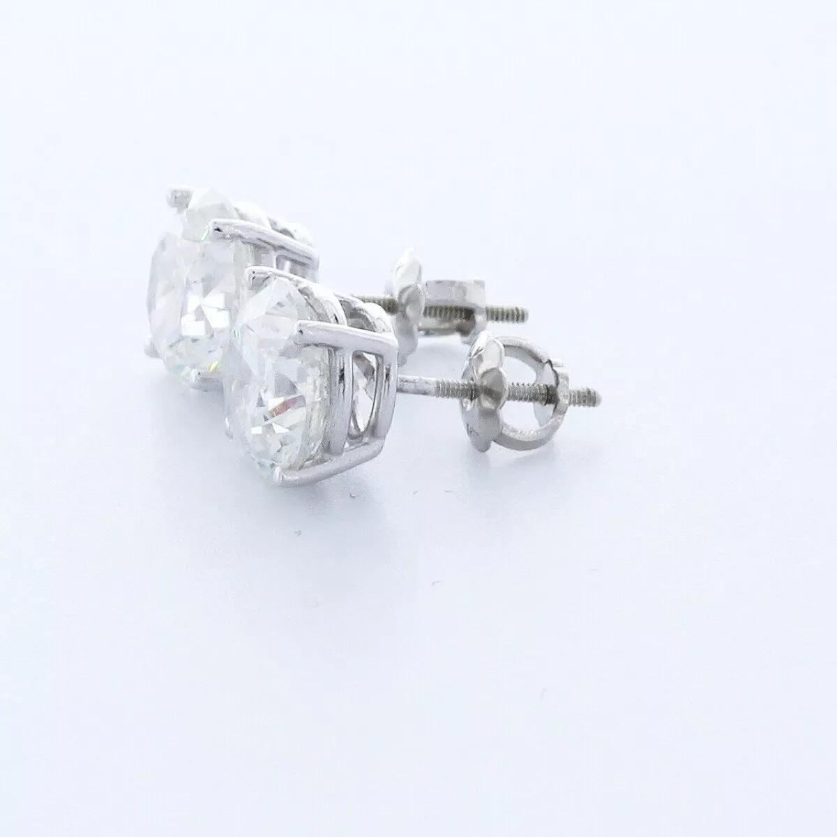 Solid 14K White Gold Stud Earrings Classic 5.51 CT Round Natural Diamond H SI2