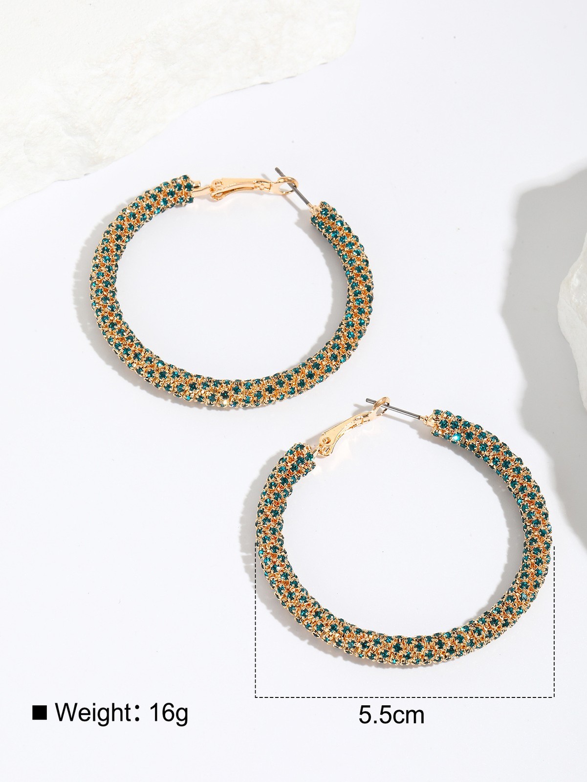 1pcs Boho Big Full Crystal Circle Hoop Earrings Women Party Wedding Accessories