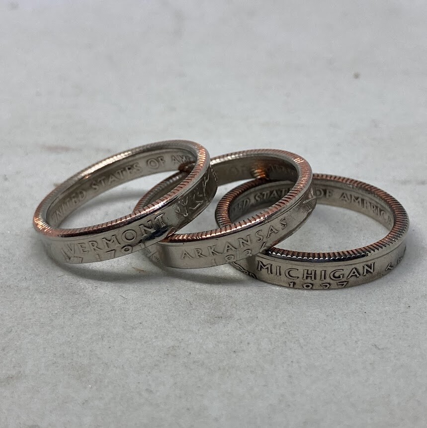State Quarter Ring (Made with actual quarter) Handmade Band