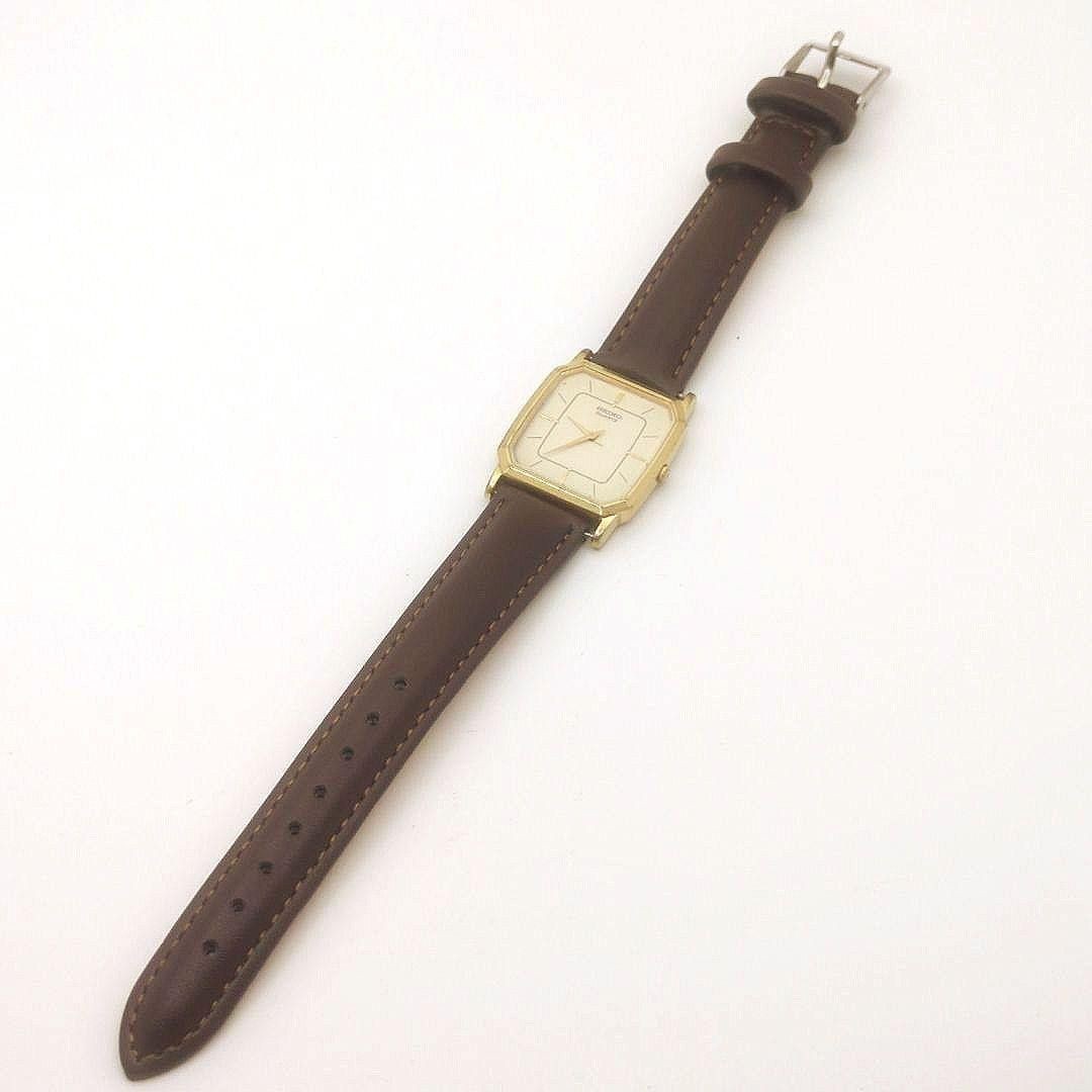 Good Condition SEIKO Boys Men s Watch Octagon New Belt Gold Square Working Item